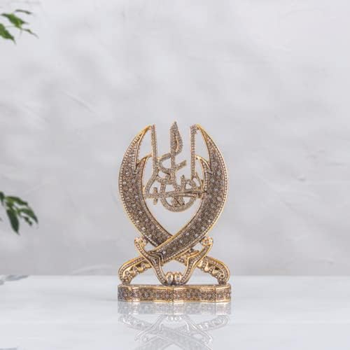 VogueHomedecor Bismillah כתוב צלמיות זולפיקר | Hazrat Imam Ali Show Showpiece | פסל איסלאמי לעיצוב שולחן